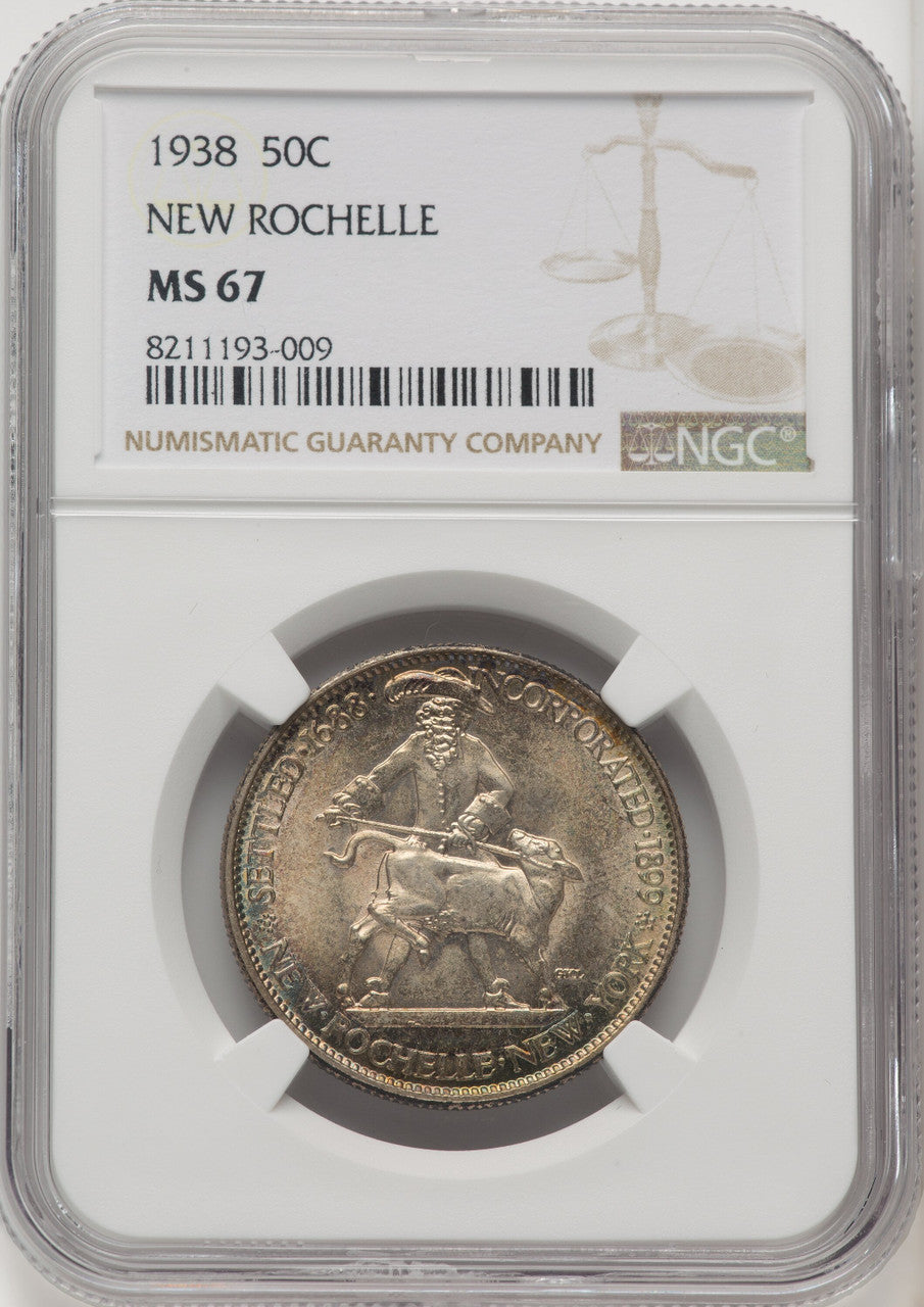 1938 50C New Rochelle Commemorative Silver NGC MS67 (771656085)