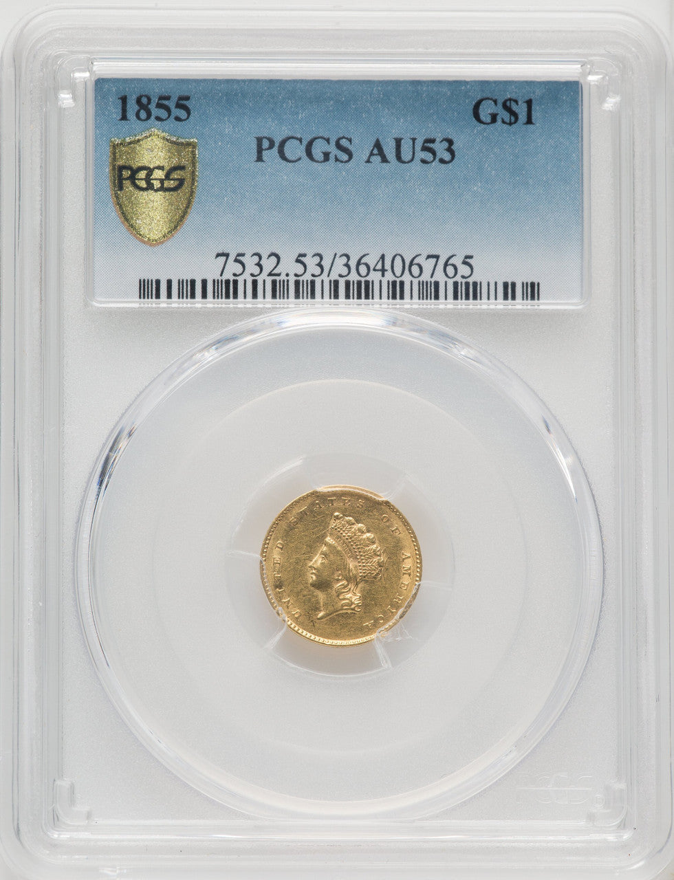 1855 G$1 Type Two Gold Dollar PCGS AU53 (771656064)