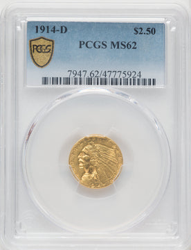 1914-D $2.50 Indian Quarter Eagle PCGS MS62 (771656079)