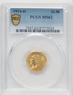 1914-D $2.50 Indian Quarter Eagle PCGS MS62 (771656079)