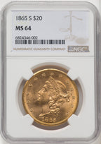 1865-S $20 Liberty Double Eagle NGC MS64