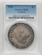 1795 Flowing Hair Three Leaves Early Dollar PCGS VF35