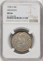 1938-S 50C Arkansas Commemorative Silver NGC MS66 (771656083)