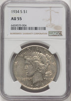 1934-S Peace Dollar NGC AU55