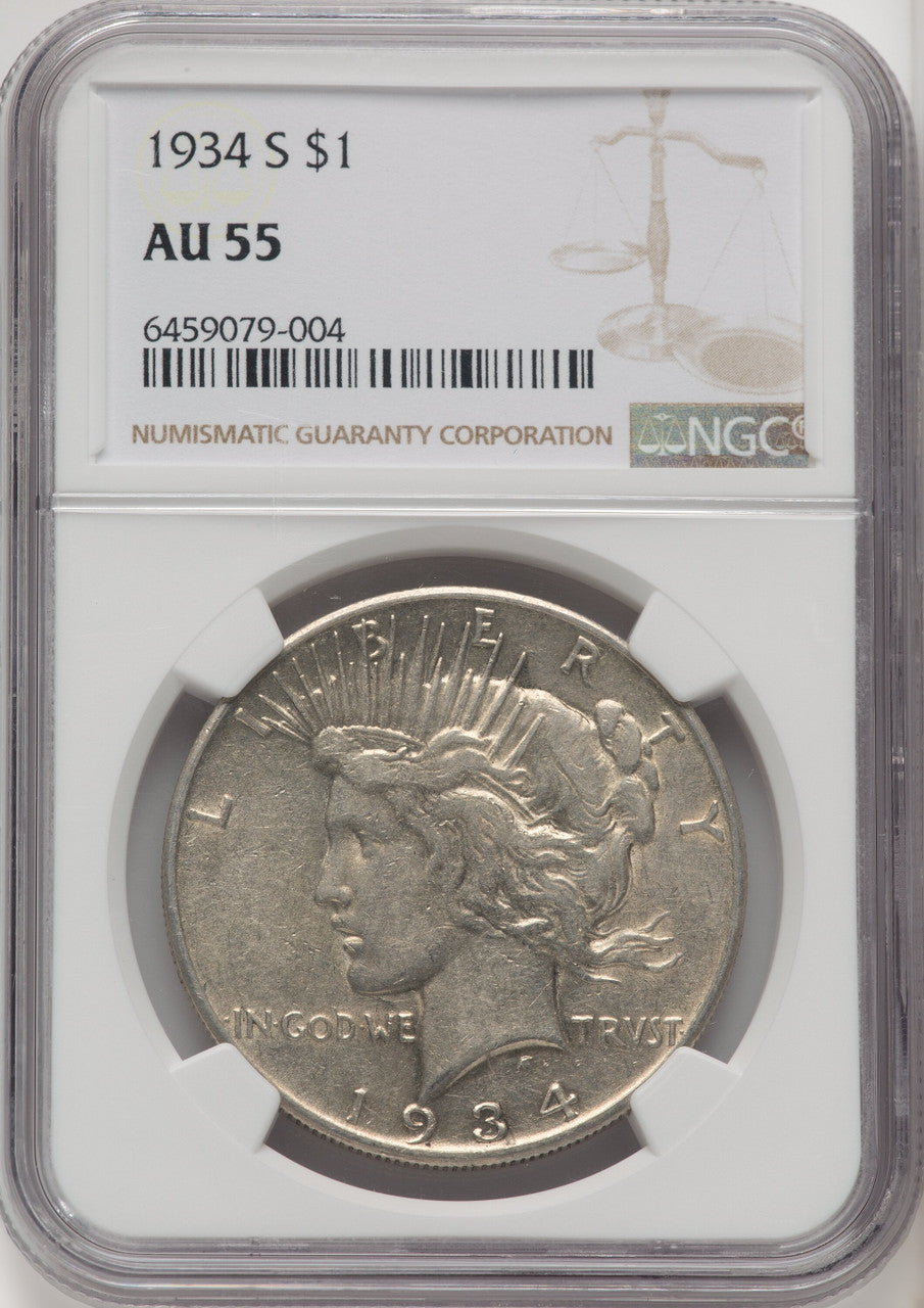1934-S Peace Dollar NGC AU55