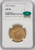 1911-D $10 CAC Indian Eagle NGC AU58