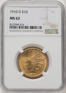 1910-D $10 Indian Eagle NGC MS62 (572101043)