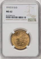 1910-D $10 Indian Eagle NGC MS62 (572101043)