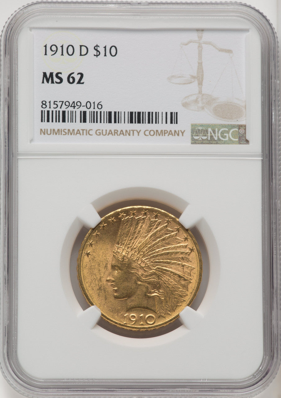1910-D $10 Indian Eagle NGC MS62 (572101043)