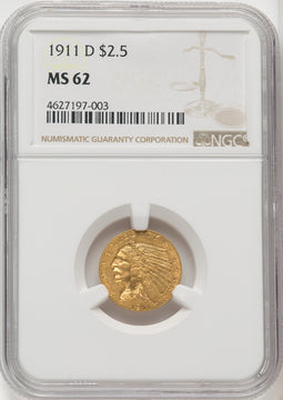 1911-D $2.50 Indian Quarter Eagle NGC MS62 (771477001)