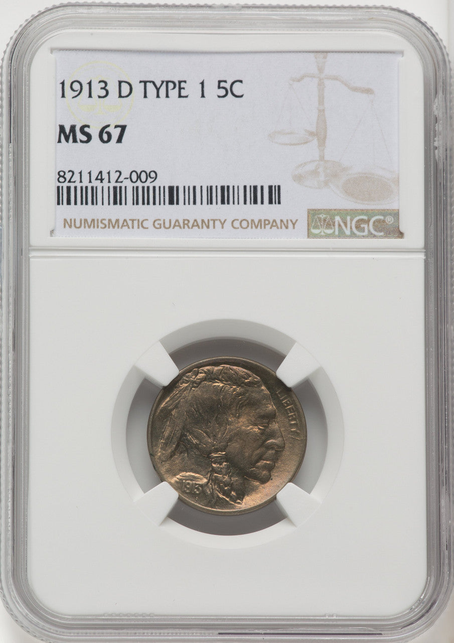 1913-D Type One 5C Buffalo Nickel NGC MS67 (771105003)