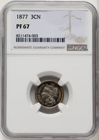 1877 3CN Proof Three Cent Nickel NGC PR67