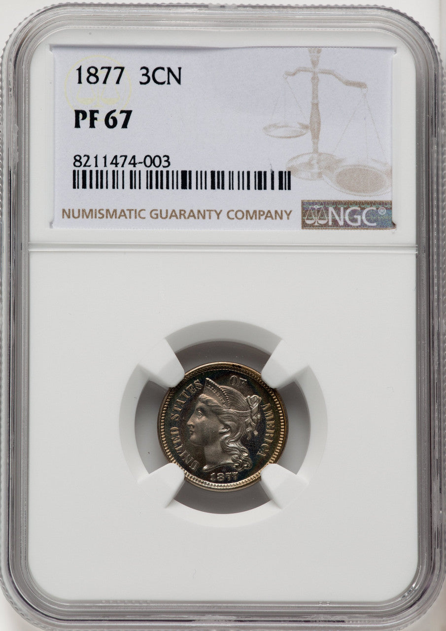 1877 3CN Proof Three Cent Nickel NGC PR67