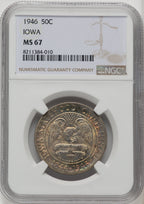 1946 50C Iowa Commemorative Silver NGC MS67
