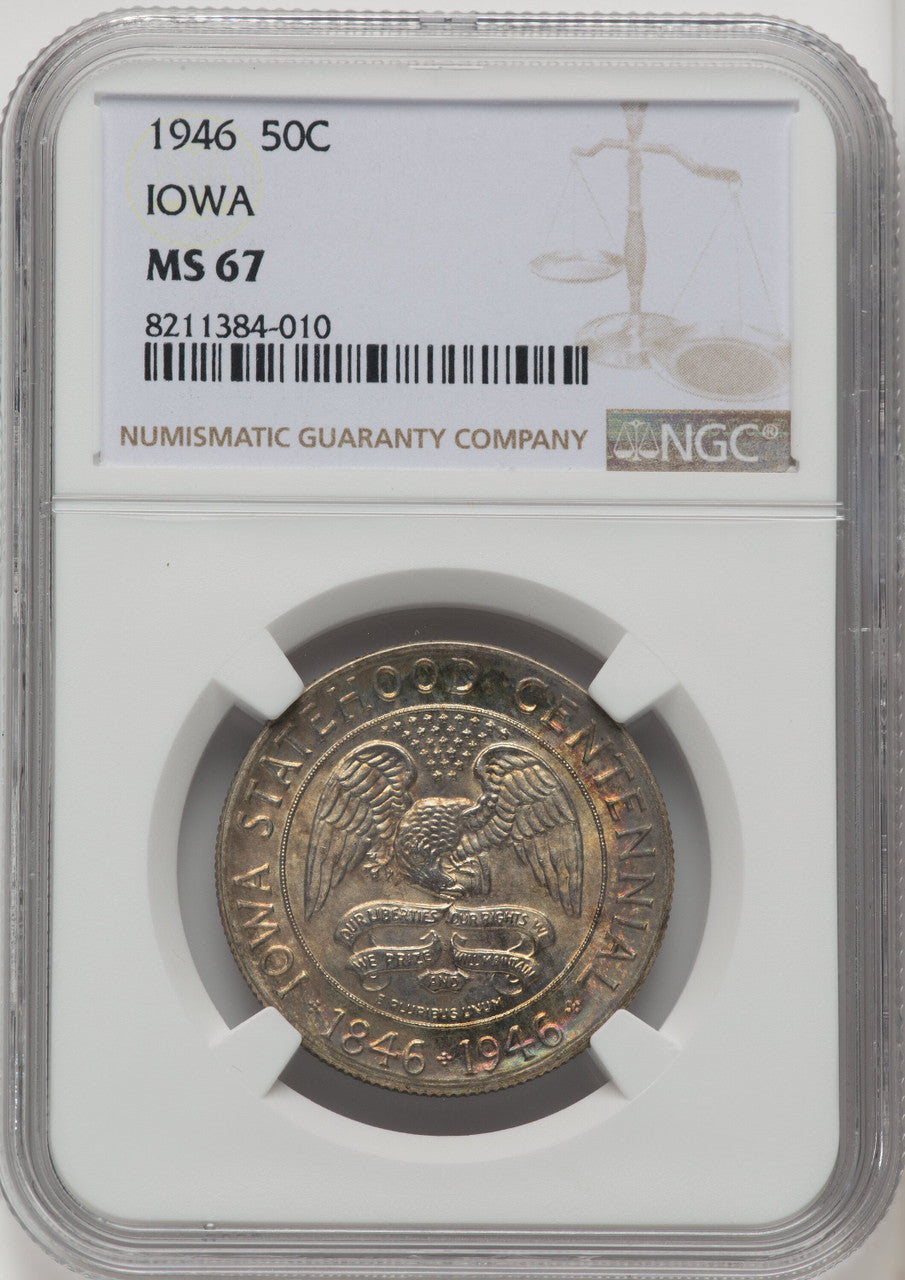 1946 50C Iowa Commemorative Silver NGC MS67