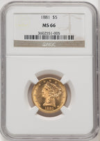 1881 $5 Liberty Half Eagle NGC MS66 (771810001)