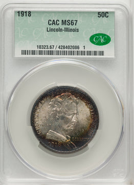 1918 50C Lincoln Commemorative Silver CACG MS67