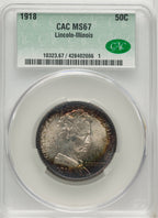 1918 50C Lincoln Commemorative Silver CACG MS67