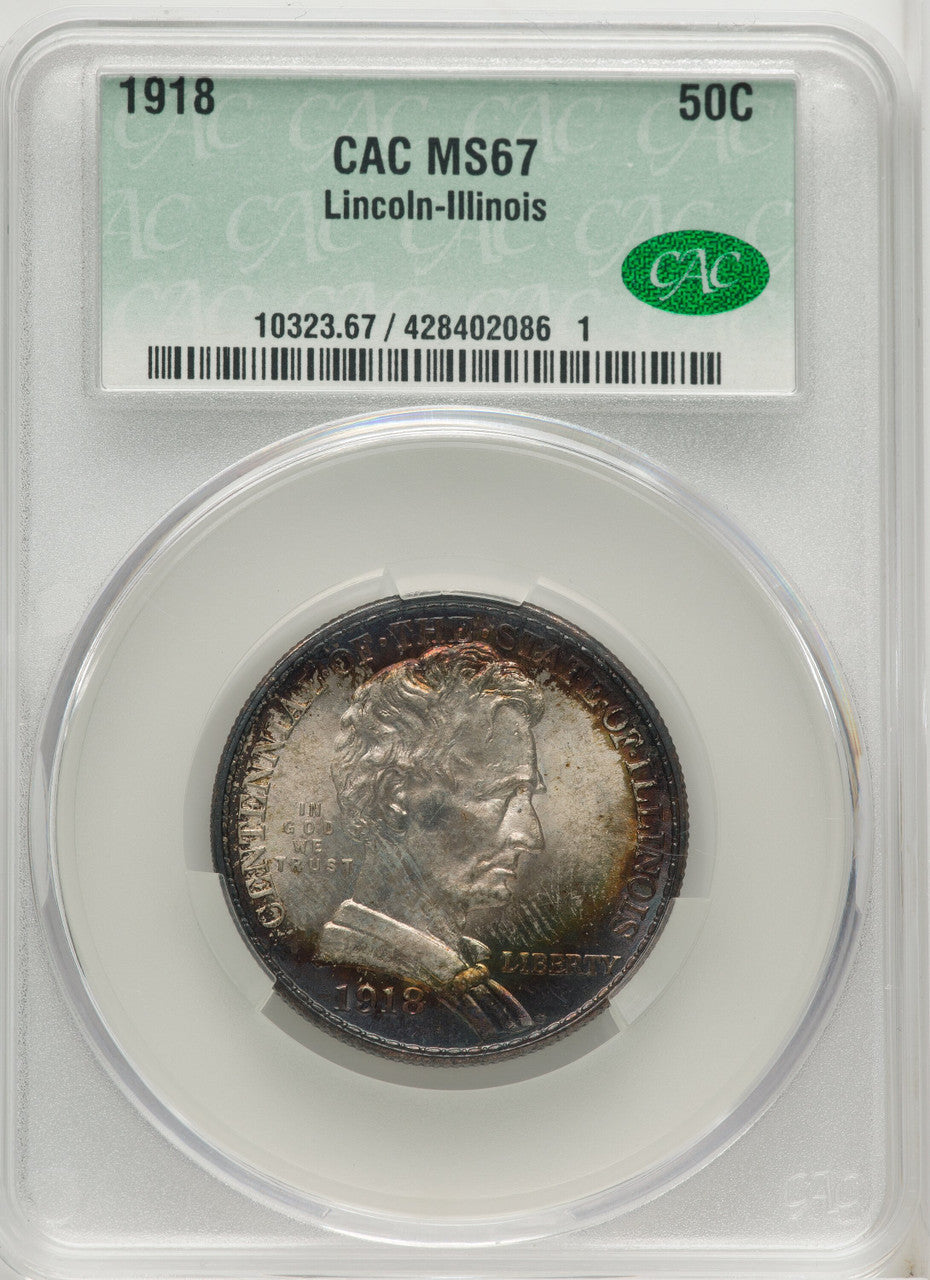 1918 50C Lincoln Commemorative Silver CACG MS67