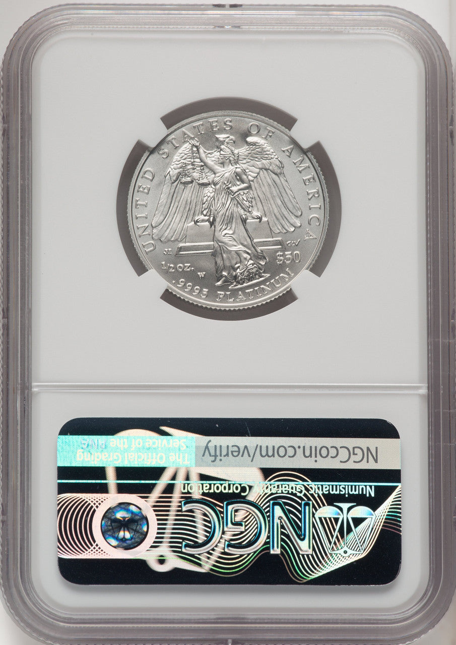 2008-W $50 Half-Ounce Platinum Eagle Burnished Brown Label NGC MS70 (759903030)