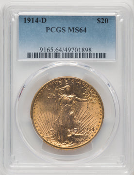 1914-D $20 Saint-Gaudens Double Eagle PCGS MS64 (519876001)