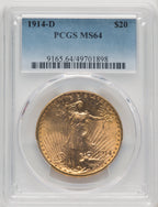 1914-D $20 Saint-Gaudens Double Eagle PCGS MS64 (519876001)