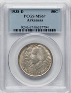 1938-D 50C Arkansas Commemorative Silver PCGS MS67