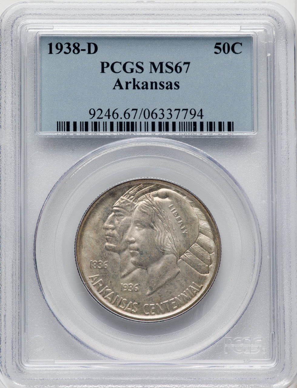 1938-D 50C Arkansas Commemorative Silver PCGS MS67