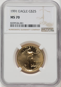 1991 $25 Half-Ounce Gold Eagle NGC MS70