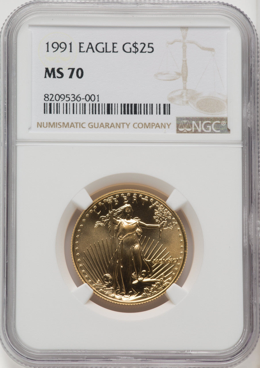1991 $25 Half-Ounce Gold Eagle NGC MS70
