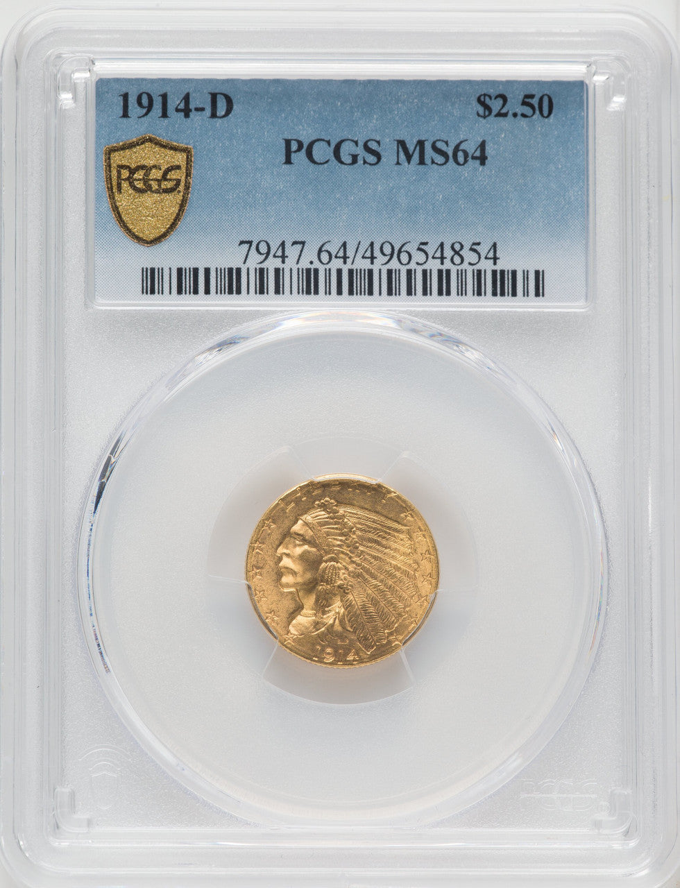 1914-D $2.50 Indian Quarter Eagle PCGS MS64 (505005018)