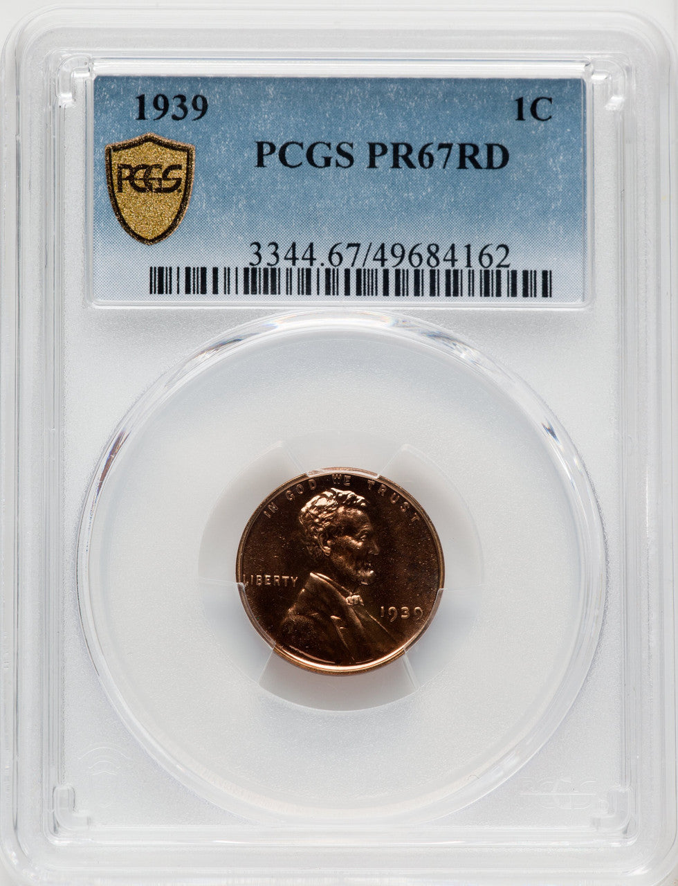 1939 1C RD Proof Lincoln Cent PCGS PR67