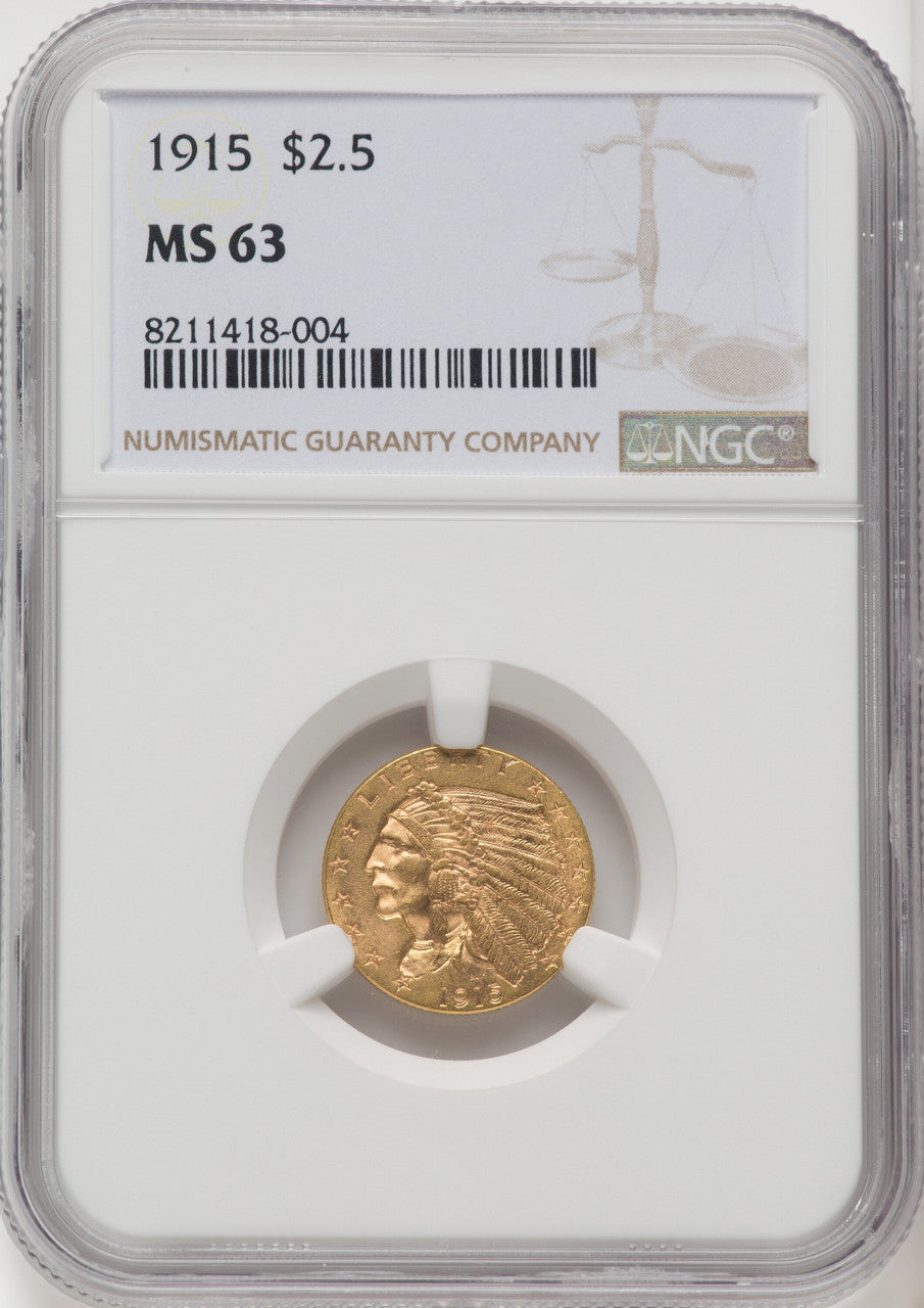 1915 $2.50 Indian Quarter Eagle NGC MS63 (506557011)