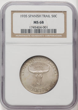 1935 50C Spanish Trail Commemorative Silver NGC MS68