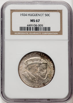 1924 50C Huguenot Commemorative Silver NGC MS67 (770954009)