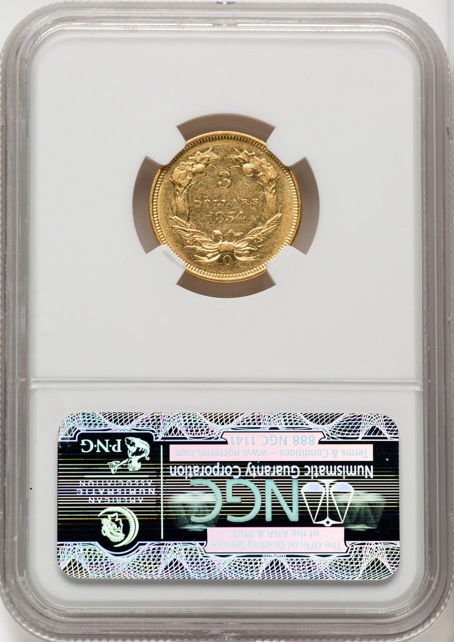 1854-O $3 Three Dollar Gold Pieces NGC AU55 (770140001)