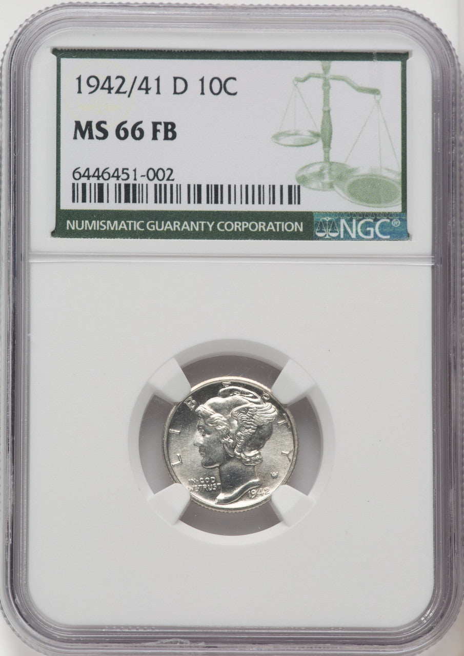 1942/1-D 10C FB Green Label Mercury Dime NGC MS66