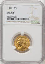 1912 $5 Indian Half Eagle NGC MS64 (506565001)