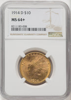 1914-D $10 Indian Eagle NGC MS64+