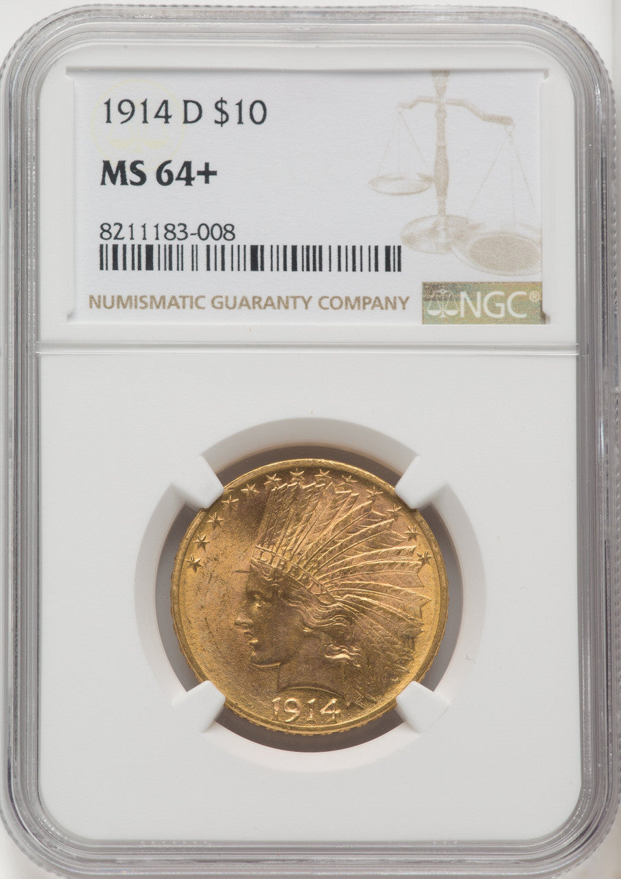 1914-D $10 Indian Eagle NGC MS64+