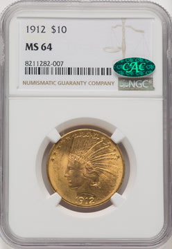 1912 $10 CAC Indian Eagle NGC MS64