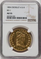 1804 $10 BD-1 Early Eagle NGC AU55