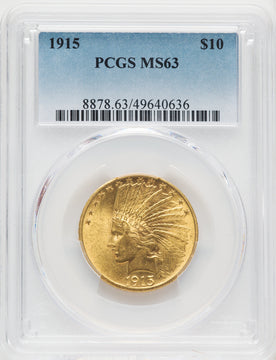 1915 $10 Indian Eagle PCGS MS63 (506435004)