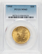 1915 $10 Indian Eagle PCGS MS63 (506435004)
