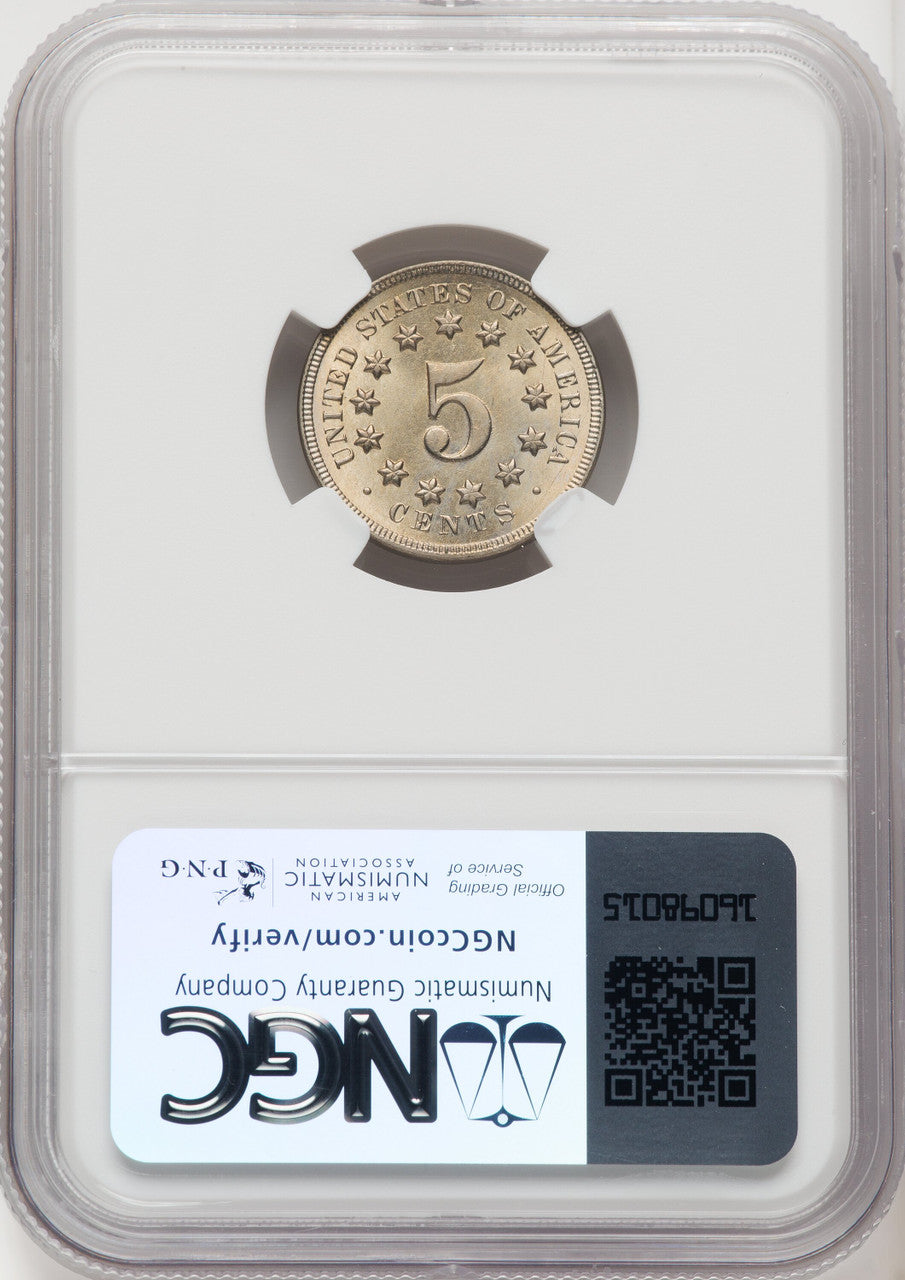 1869 5C Shield Nickel NGC MS66
