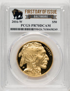 2016-W $50 One-Ounce Gold Buffalo 10th Anniversary PCGS PR70 (771879003)