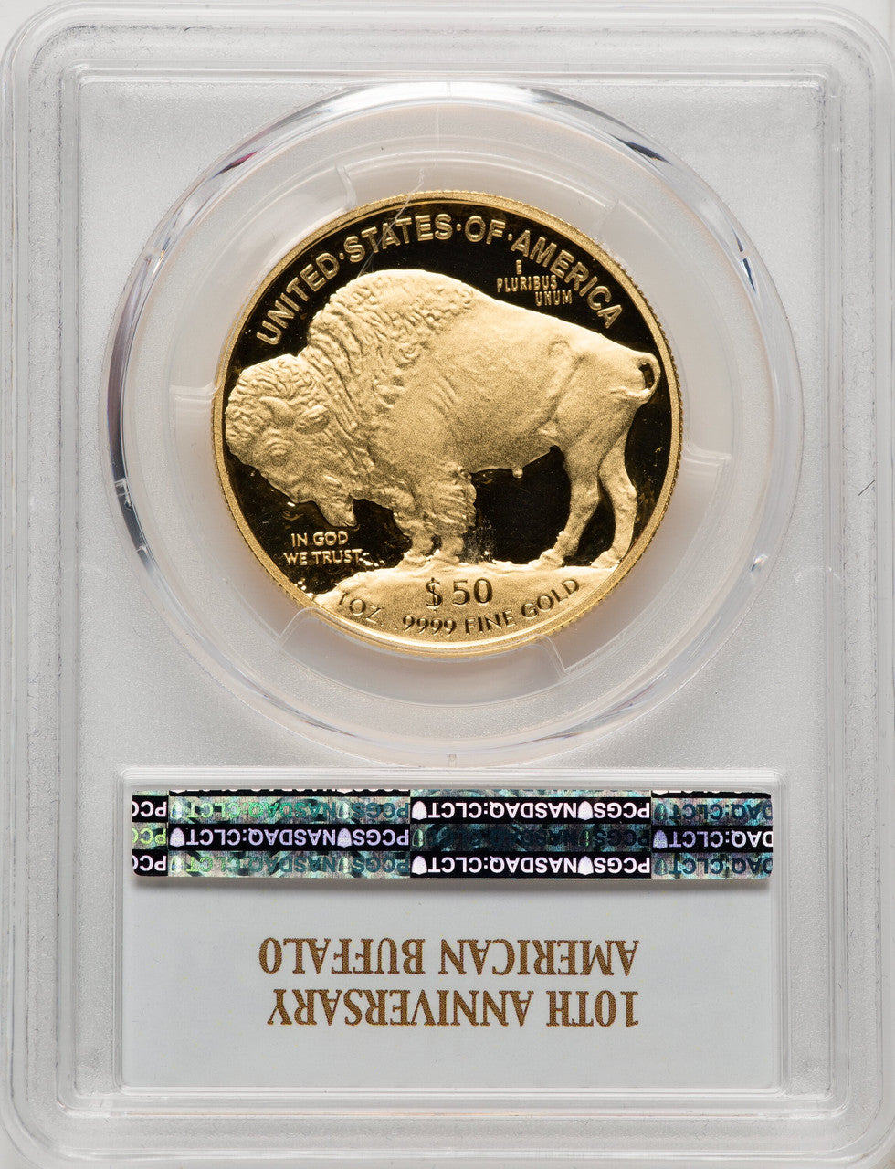 2016-W $50 One-Ounce Gold Buffalo 10th Anniversary PCGS PR70 (771879003)