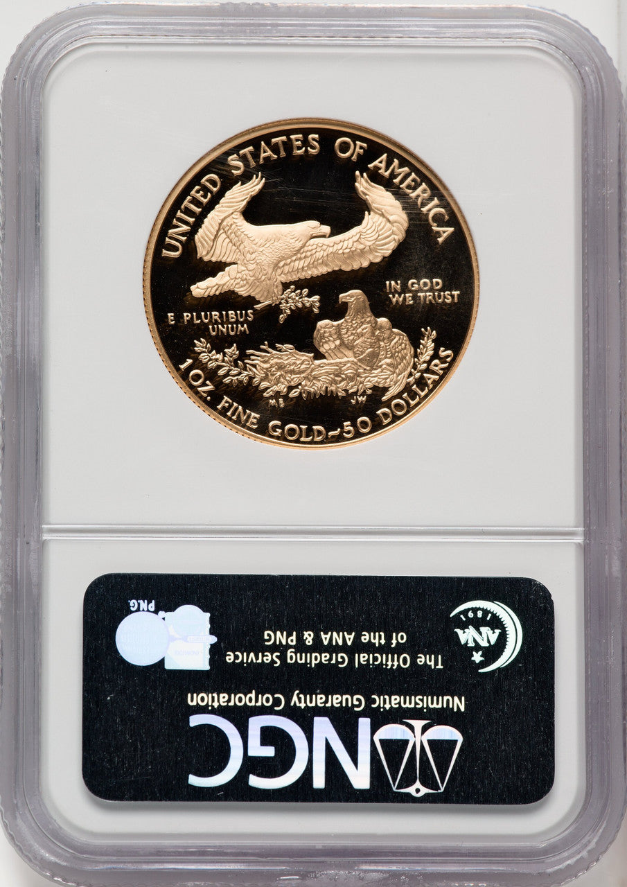1994-W $50 One-Ounce Gold Eagle Brown Label NGC PF70