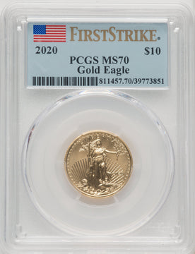 2020 $10 Quarter Ounce Gold Eagle First Strike FS Flag PCGS MS70