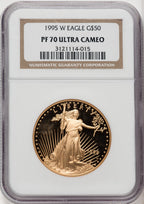 1995-W $50 One-Ounce Gold Eagle Brown Label NGC PF70